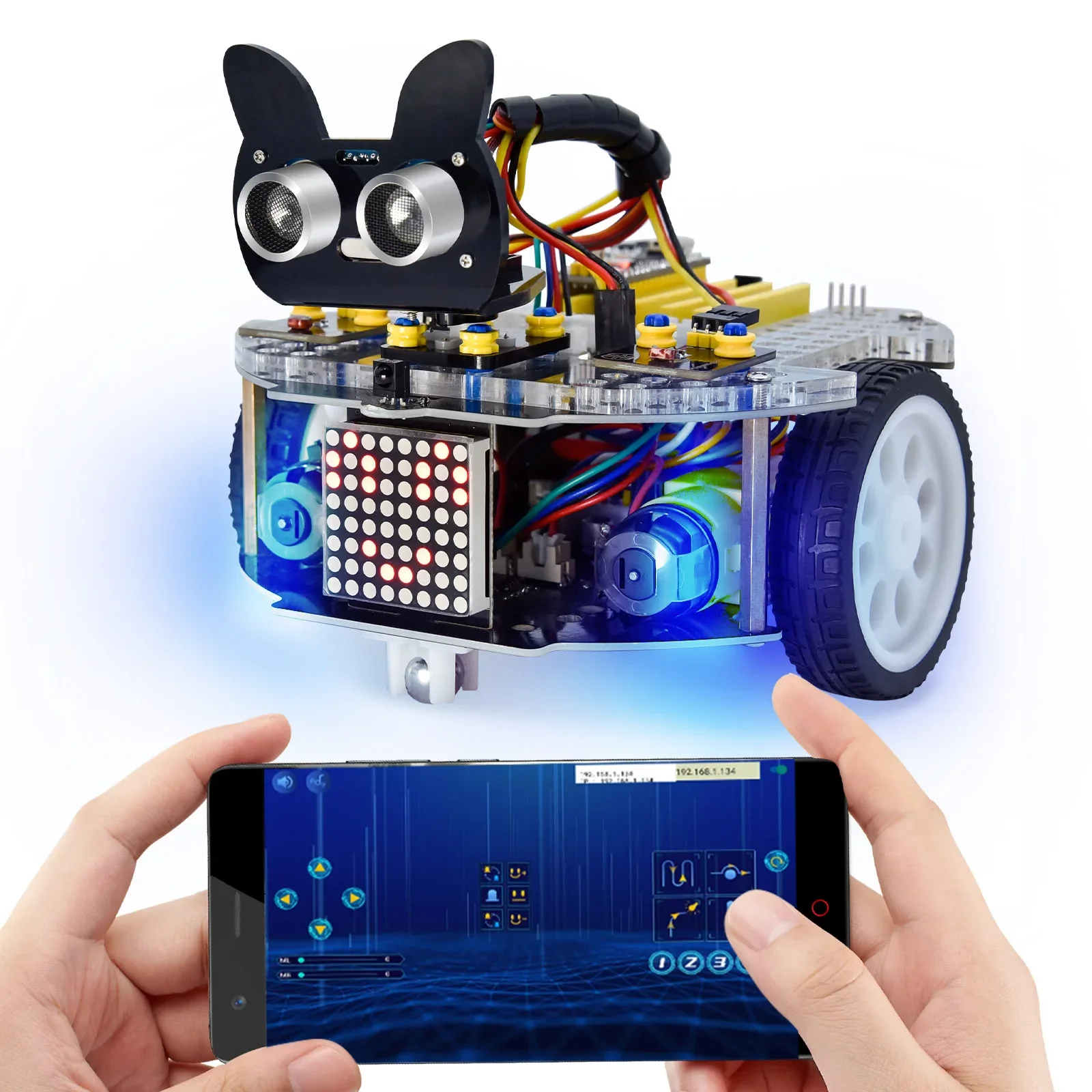 Programmierung 3 in 1 Roboter Auto Stem Tracking Hindernis Vermeidung Autos Bildung DIY Kit Mit Montage Blöcke Mechanische Spielzeug Geschenk