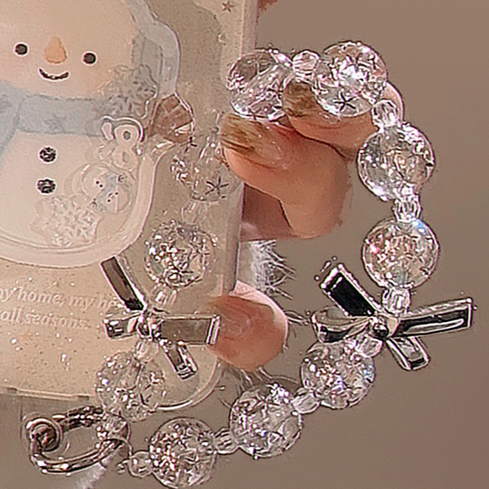 Cordino per cellulare con perline in cristallo Bowknot, cinturino da polso, catena corta, anti-smarrimento, custodia per cellulare, ciondolo chiave, cinturino per telefono