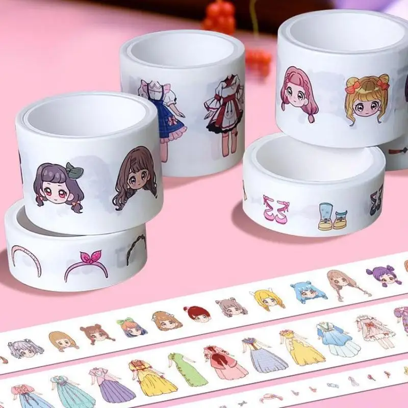 لطيف الأميرة اللباس ملصق مضاد للمياه فتاة الكرتون اشي الشريط مجموعة كتيب الأطفال شخصية لاصقة تزيين #5