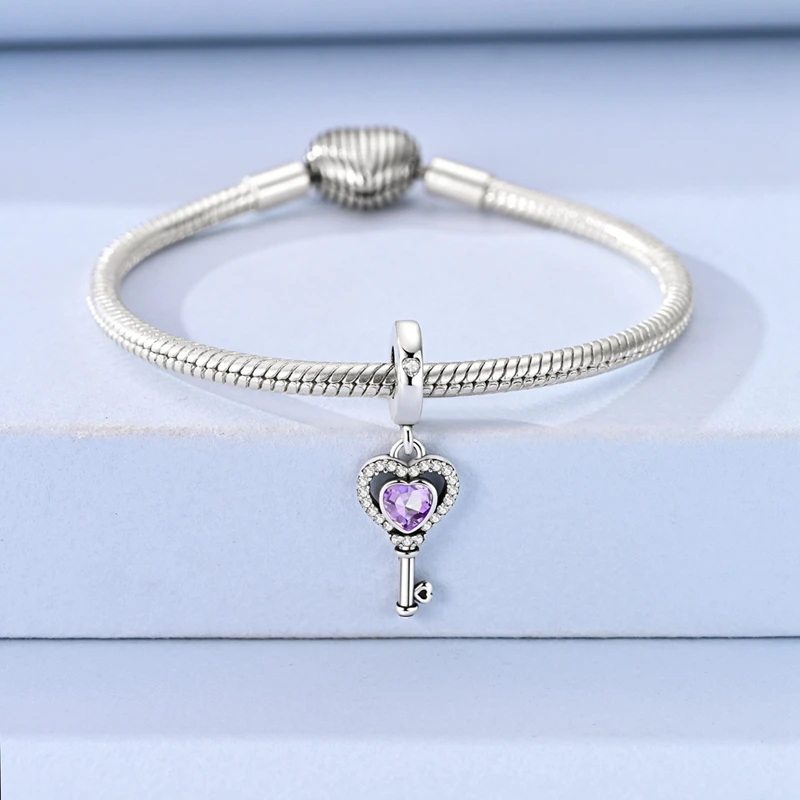 Passend für Original-Armband 925 Sterling Silber Charms Perle CZ Zirkon Schlüssel der Liebe Anhänger DIY Schmuck Geschenk – Detail 5