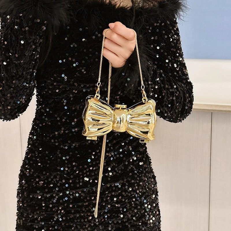 High Quality Acrylic Mini Crossbody Bag for Women with Flower Bow Design Lipstick Shoulder Bag Trendy Key Change Holder