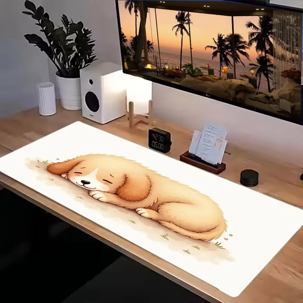 Mouse Pads Game Card Pad For Games Sleepy Little Dog Pattern Large Size Office Desktop Bedroom Learning Laptop Pad