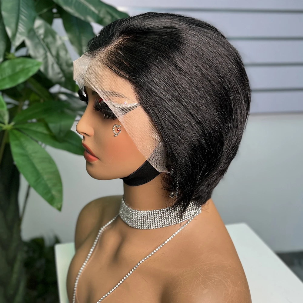 

13x4 Lace Front Pixie Cut Wig Human Hair Short Bob Wigs Transparent Lace Frontal Wig Colorful Straight Hair