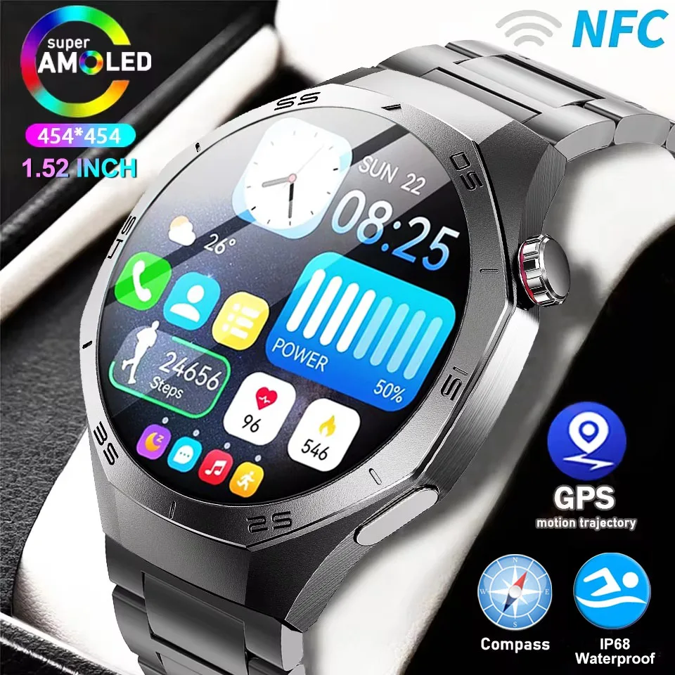 

2025 New GT5 PRO IP68 Waterproof GPS Sports Smart Watch Men AMOLED HD Screen Heart Rate NFC Bluetooth Call Smart Watches Woman