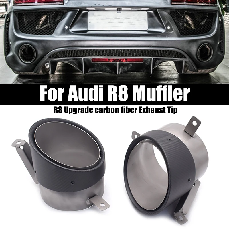 2pcs/Lot Carbon Fiber Round/Oval Muffler For 2007-2015 Audi R8 V10 Exhaust Pipe Upgrade Nozzle Tailpipe Tip