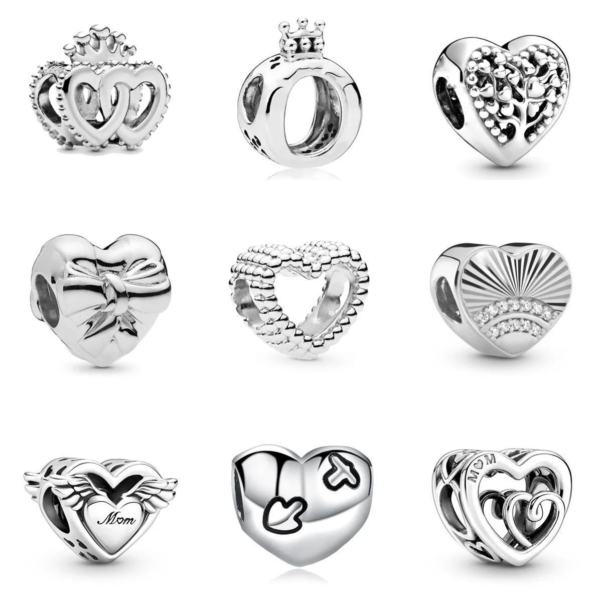 PmotCoussins Diamond Charm Beads for Women, Classic Silver Plated Jewelry, DIY Bracelet Necklace, Fashion Accessrespiration Gifts, 2024