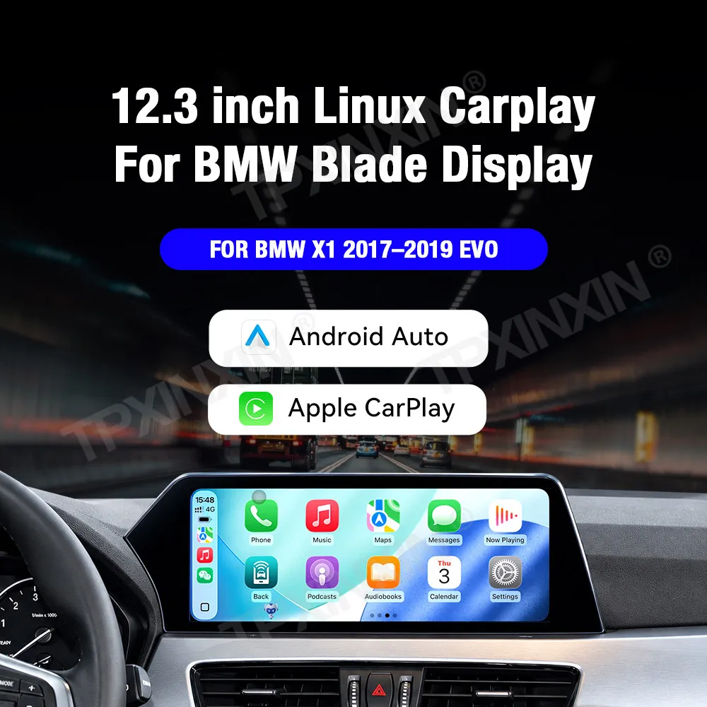 12.3 inch For BMW X1 2017–2019 EVO Linux Carplay Multimedia Screen Carpaly AutoLink QLED Screen GPS Navigation Head Unit