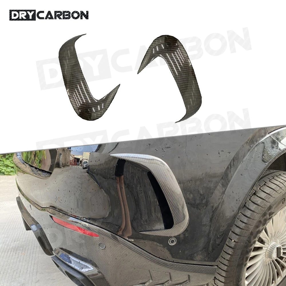 2Pcs Dry Carbon Fiber Car Bumper Air Vent Splitter Outlet Cover Trim For Mercedes Benz GLE Class W167 GLE53 AMG SUV 2020 UP Rear