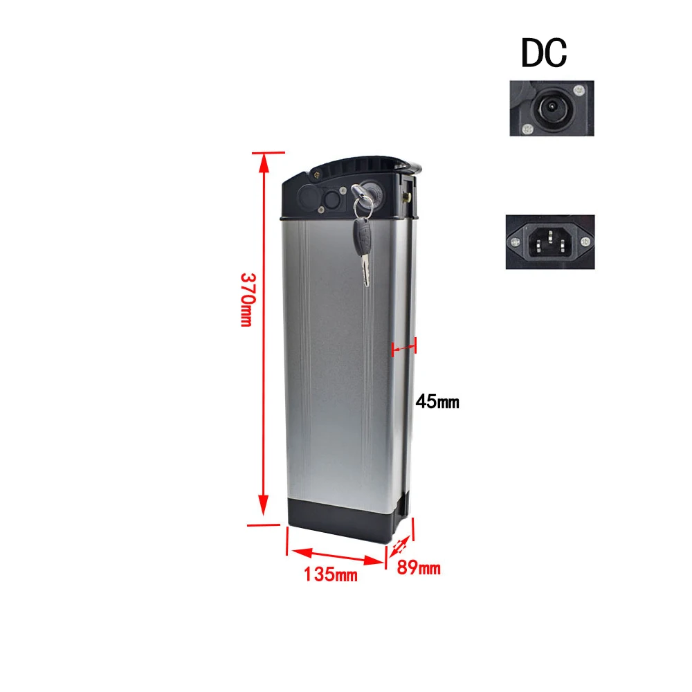 

370x135x89mm Aluminum Alloy Battery Box for Electric Bike 36V 48V Large Capacity Case E-bike Output Port Top Bottom Cover