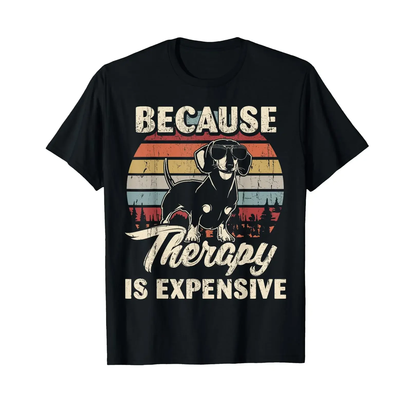 Dachshund therapy is expensive funny retro vintage T shirt vintage Washed homme Slightly Soft streetwear graphic Versatile