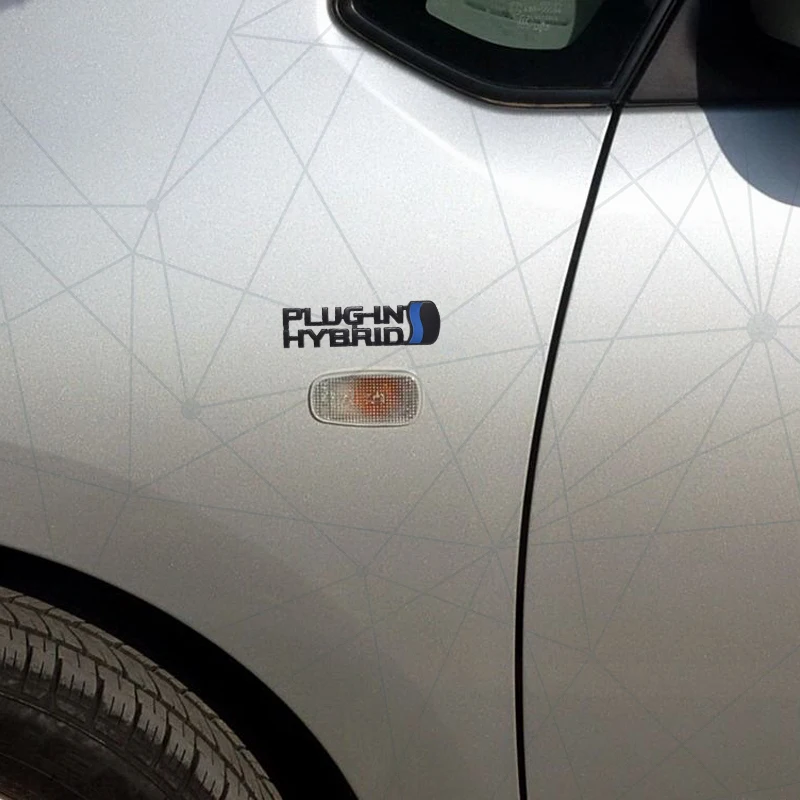 3D Auto Metal Plug-in Hybrid Badge Car Rear Trunk Emblem Sticker LOGO Decor For RAV4 Corolla Yaris GR Camry Prius Levin C-HR view 4