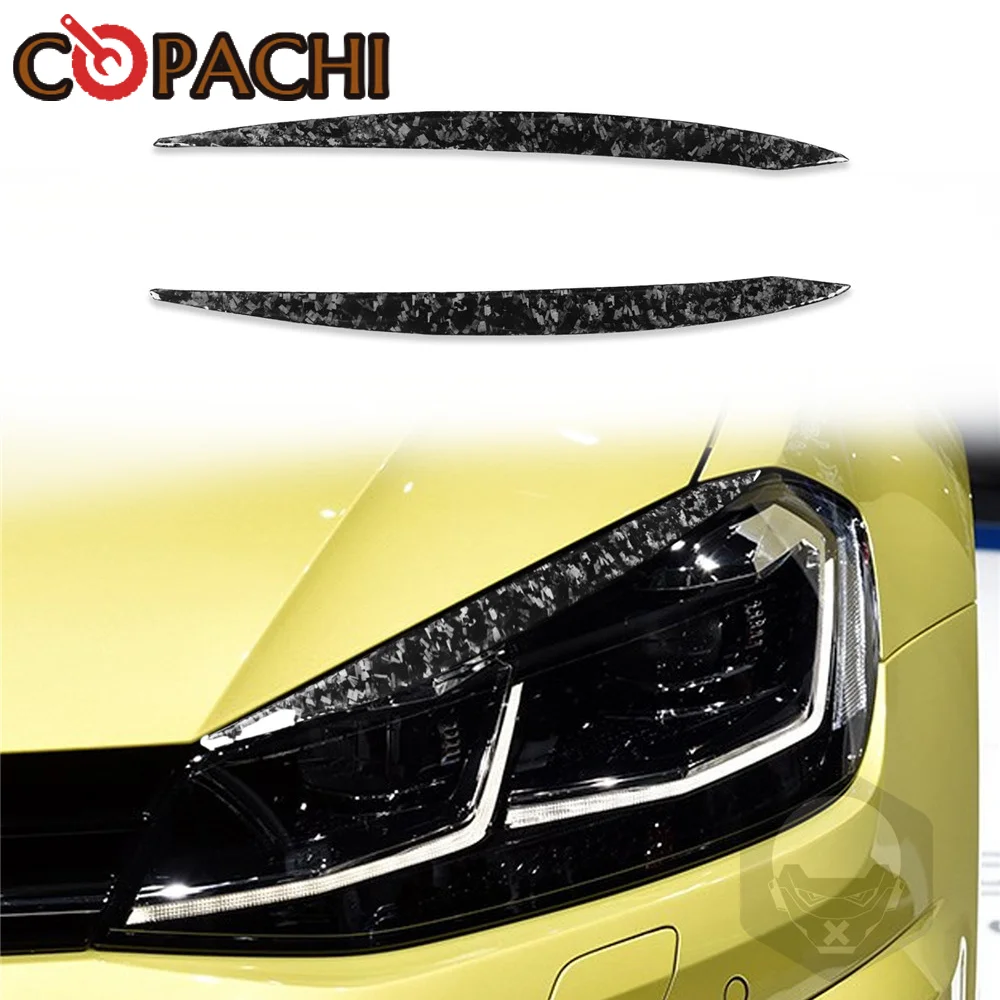 Carbon Fiber Car Headlight Eyebrow Eyelids Cover Decoration Part  for VW Golf 7 GTD GTI R MK7 13-18 Car Decoration Accessories