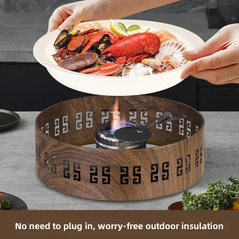 LMM Guofeng Wood Grain Buffet Insulation Display Table Hotel Restaurant Heating Warm Food Stove Shelf