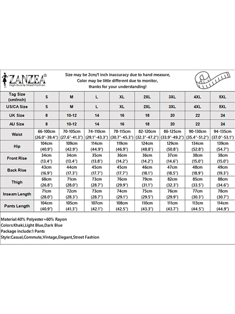 ZANZEA Damskie jeansowe spodnie z szerokimi nogawkami 2025 Casualowe kieszenie Elastyczna talia Długie spodnie Moda Plisowane sznurowane spodnie Luźne spodnie