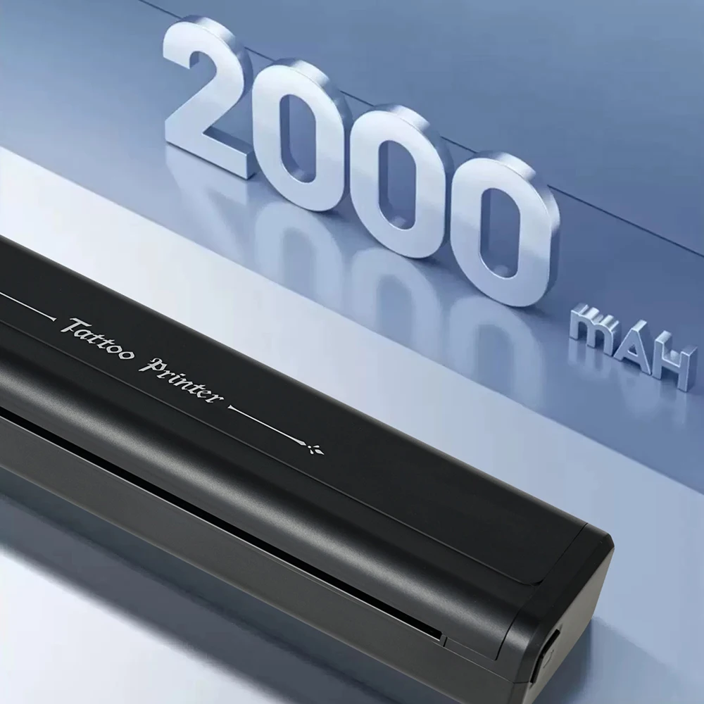 طابعة الوشم اللاسلكية مع 10 قطع من ورق النقل المحمول بلوتوث استنسل الوشم آلة النقل الحراري لفنان الوشم #6