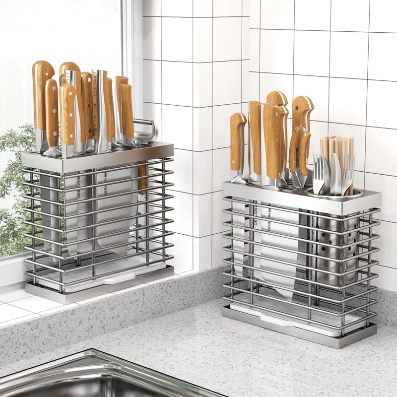 Portacoltelli in acciaio inossidabile 304 Utensile per coltelli da cucina Ra Uso domestico Inserto per coltelli Scarico Ra Porta taglierina per verdure