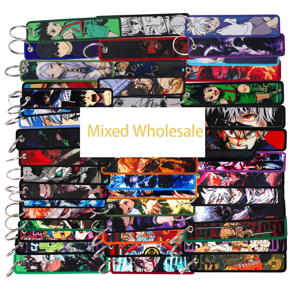 

Mix Wholesale Anime Series Embroidered Key Fobs Manga Key Tags Keychain for Car Motorcycles Keyring Holder Chaveiro Gifts
