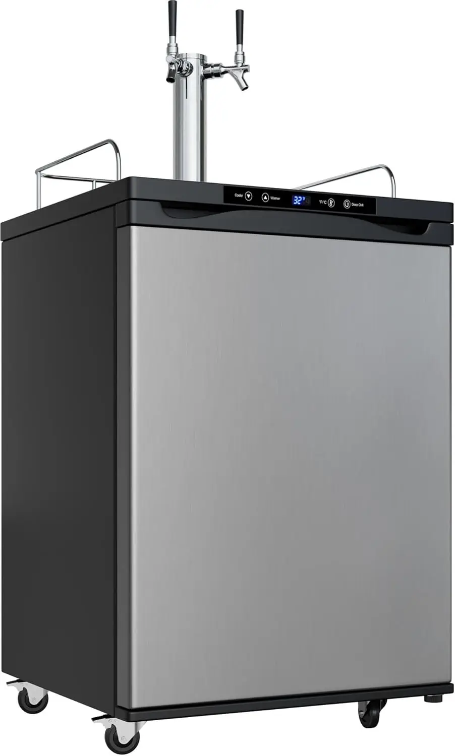 EdgeStar KC3000SSTWIN Full Size Dual Tap Kegerator with Digital Display - Black and Stainless Steel