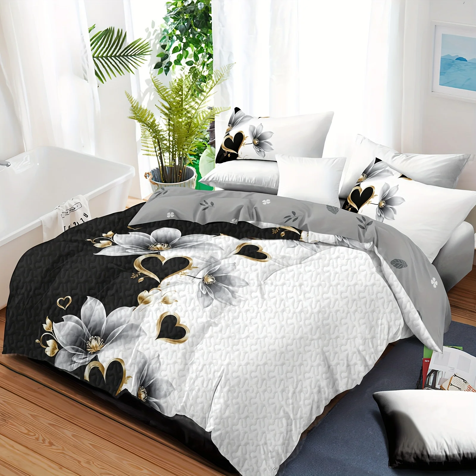 

3pcs Thick Touch Quilt Set, Upgraded Luxury Quilt Set Pillowcases, Flat Sheet, Four-season Bedding Set, Suitable For Home