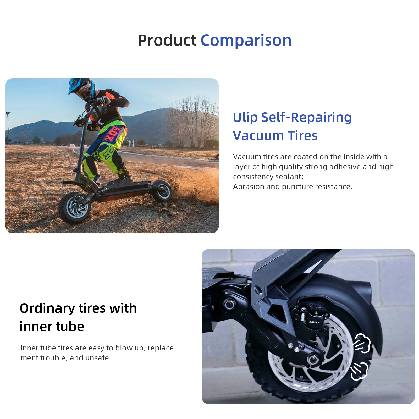 Ulip 90/65-6.5 Off-road Self-Repairing Tubeless Tyre With Goo For Dualtron Thunder Speedual Plus Zero 11X Electric Scooters