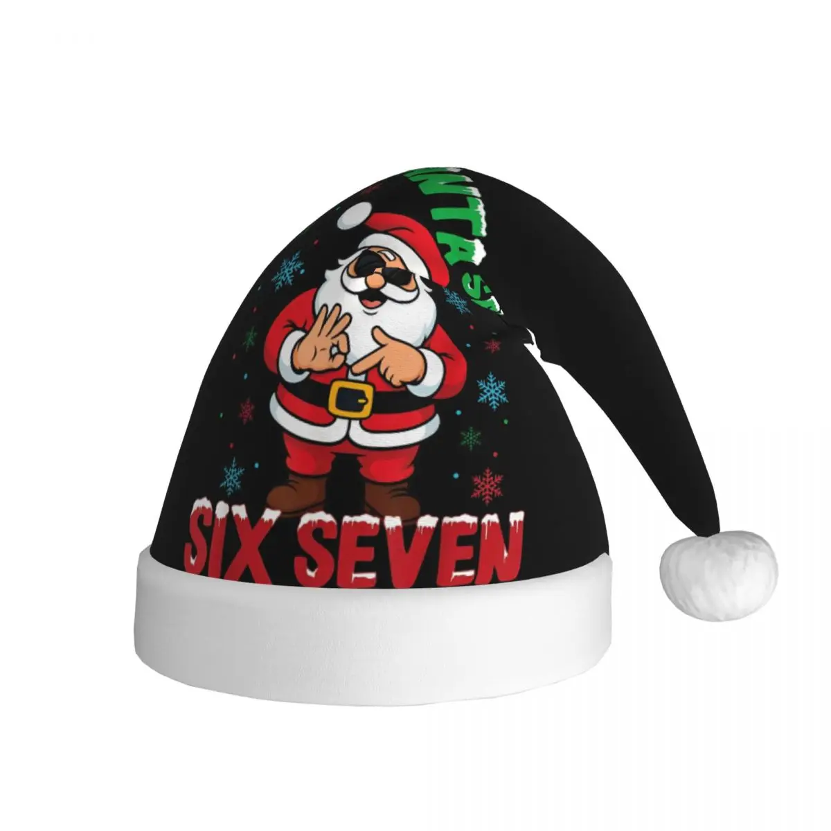 Funny Santa Says Six Seven 67 Meme Christmas Holiday 6 7 Christmas Hat for Adult Men Women Santa Hat Cap Xmas Decor Headdress