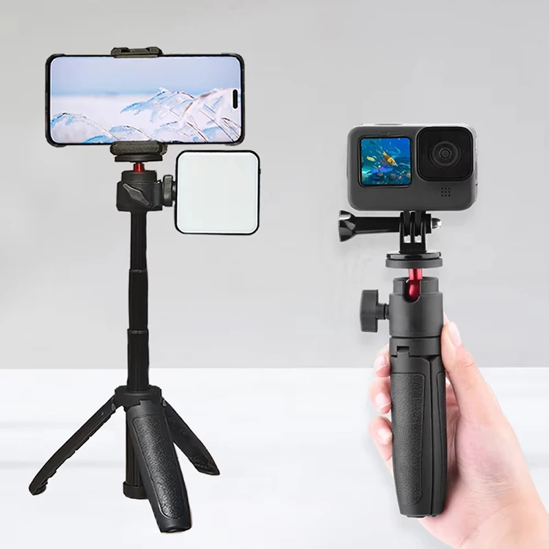 MT-08 Mini Desktop Selfie Stick Tripod Handheld Camera DSLR Camera Live Vlog for GoPro Camera Phone Portable Retractable Stand