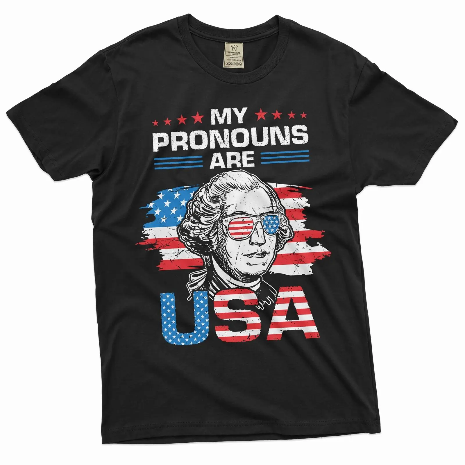 Men's my pronouns are USA shirt george washington funny joke T 4th july tee