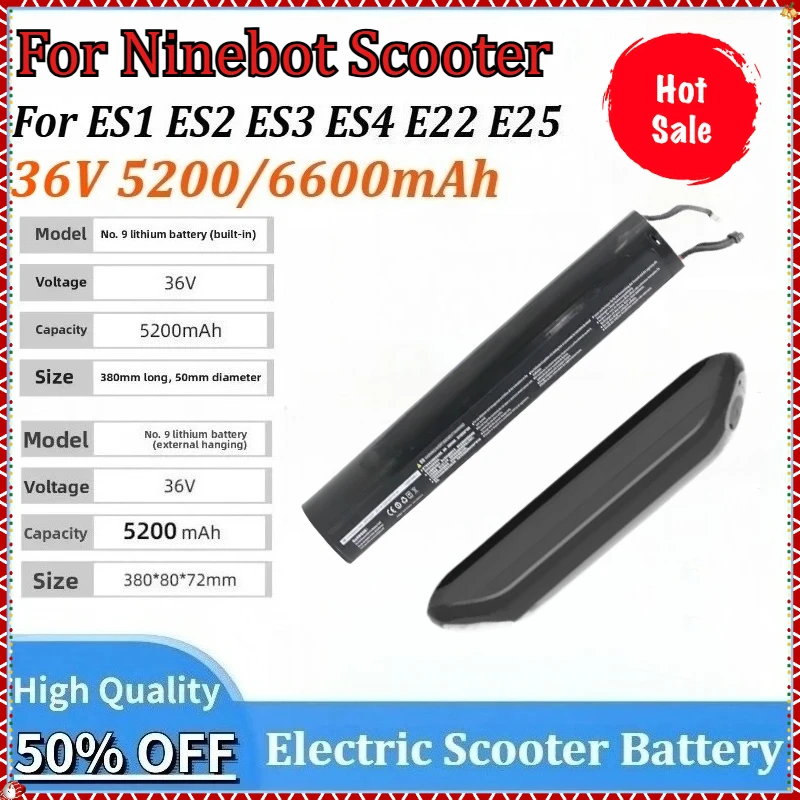

36V 5200/6600mAh Newly upgraded Electric Scooter Internal Built in External Battery for Ninebot Scooter ES1 ES2 ES3 ES4 E22 E25