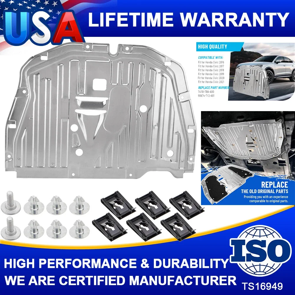 

Передняя защитная пластина для Honda Civic 16-21, защитная крышка двигателя, брызговик, алюминиевый сплав, доставка из США