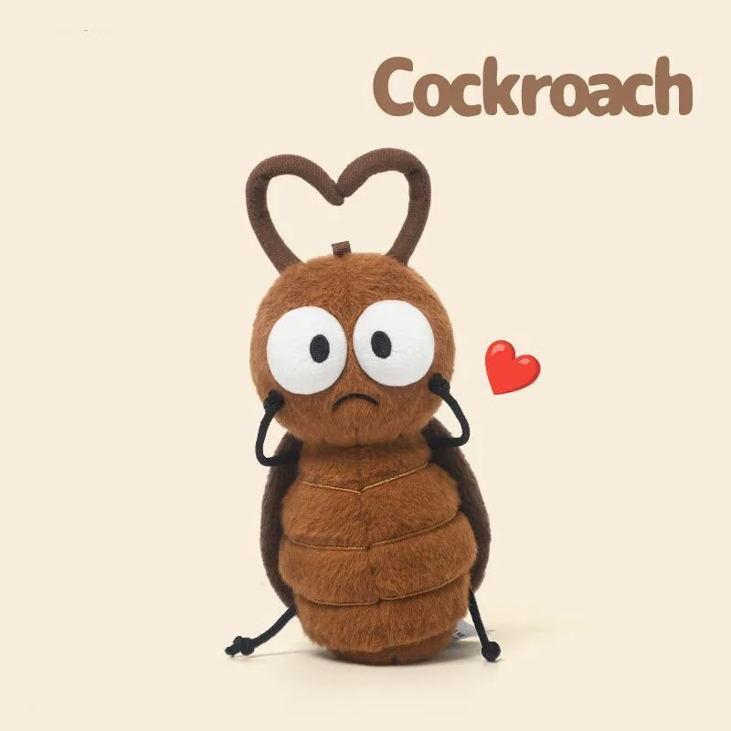 Funny Cockroach Plush Toy Soft Fluffy Stuffed Insect Animal Pillow Cute Creative Design Novelty Prank Gift for Friends Home Desk