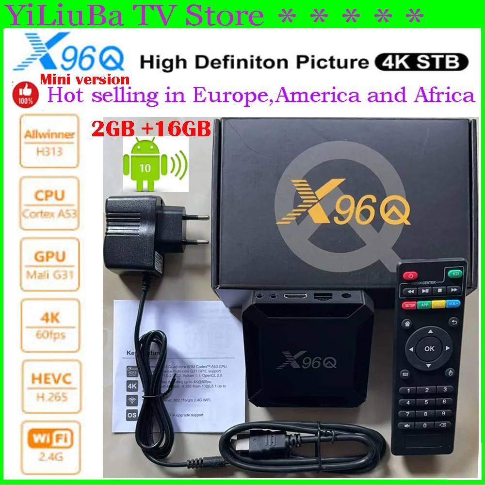 [Genuino] X96Q Android TV Box versión Super Mini 2GB + 16GB 4K HD wifi 2,4G ETV App reproductor multimedia de mercado Global paralelo TXsuper Box
