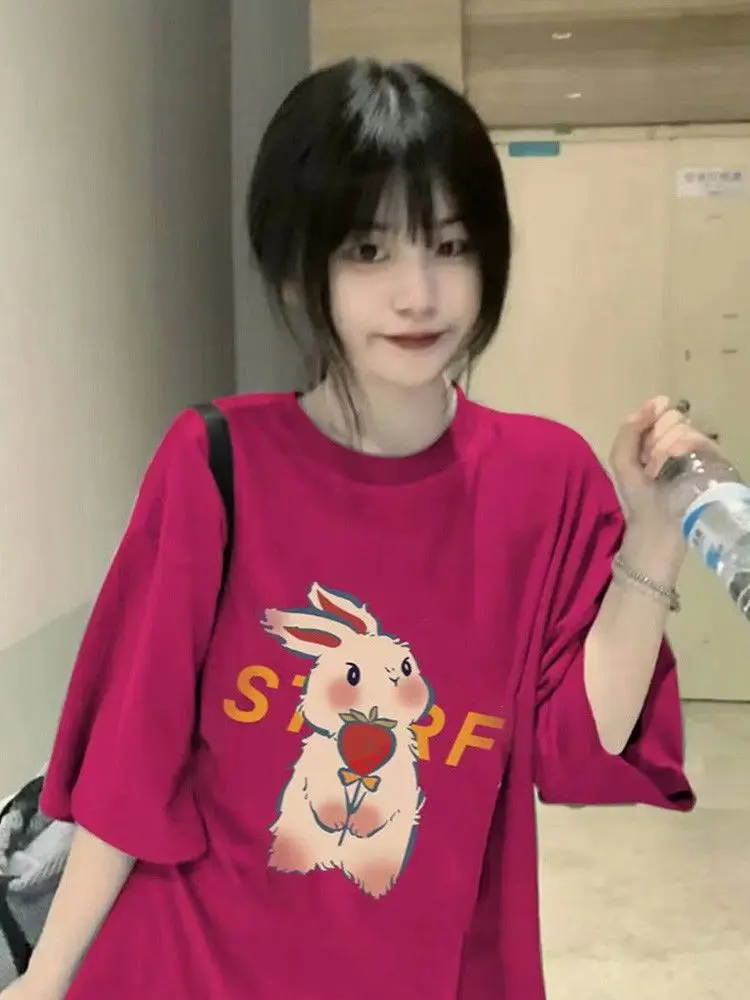 

High Qualtity Rabbit Oversized T-shirt for Women Men Short Sleeve Tee Cotton Trend Leisure 2023 New Tshirt