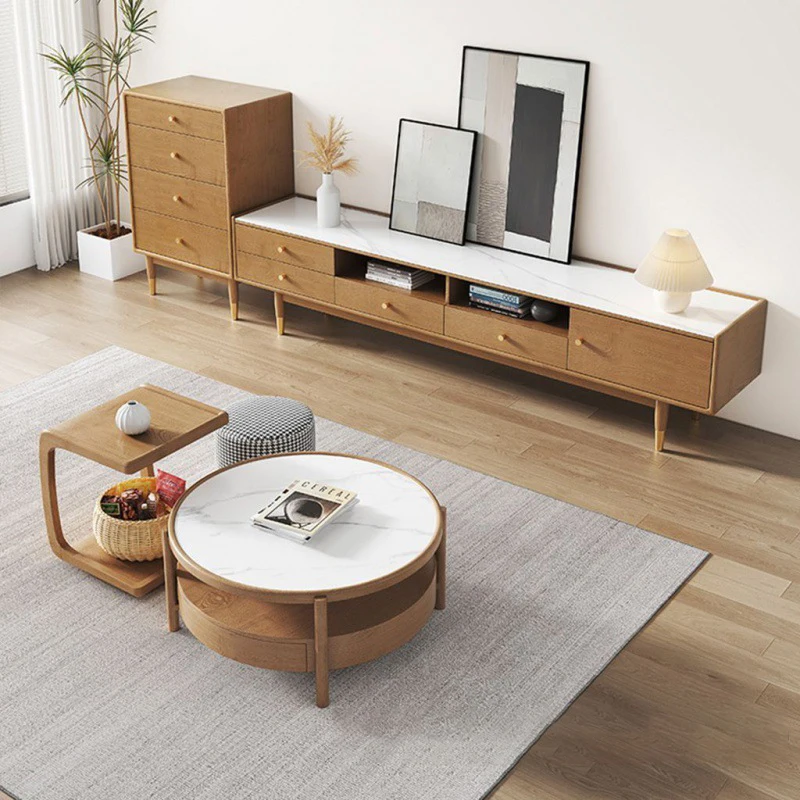 

!@Modern Luxury Eco-friendly Paint Wood TV Stand with Marble Stone Tabletop ZN 287 Living Room Furniture for Hotels