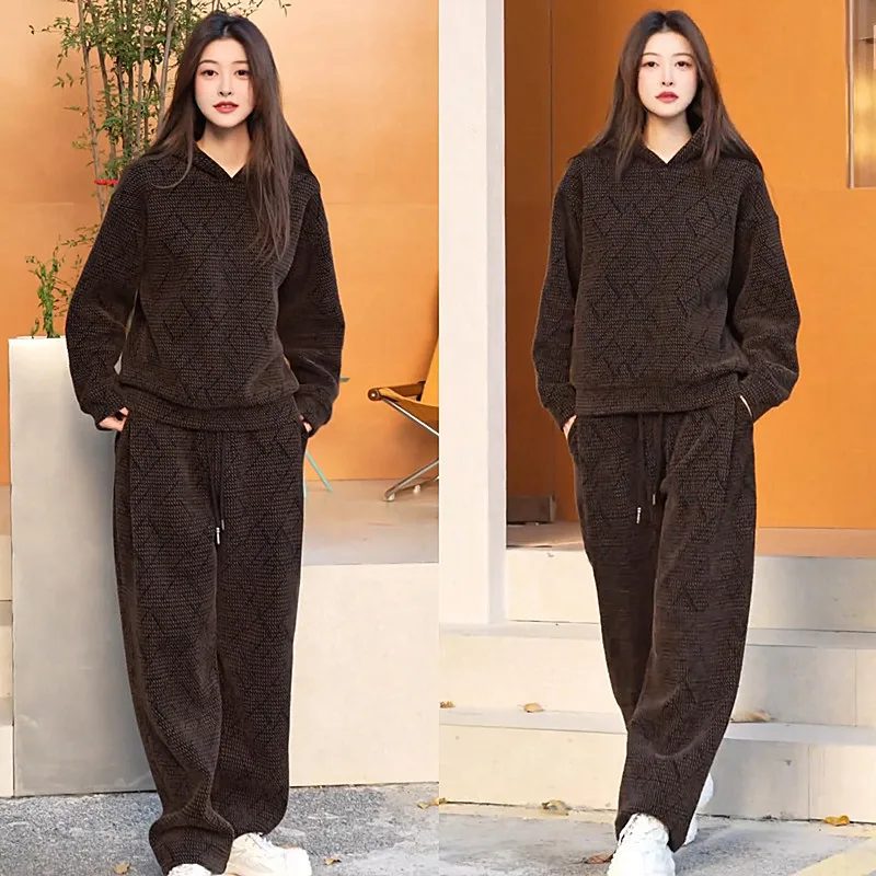 

Winter American High Street Men's Fce Lined Two Piece Set Comfortable Casual Faionable Versatile Loose Fit Ensemble