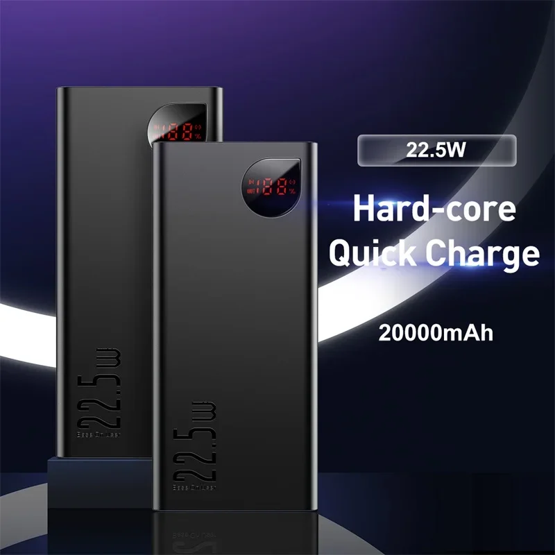 For 20000mAh 22.5W Adaman Metal Digital Display Quick Charge Power Bank For Baseus