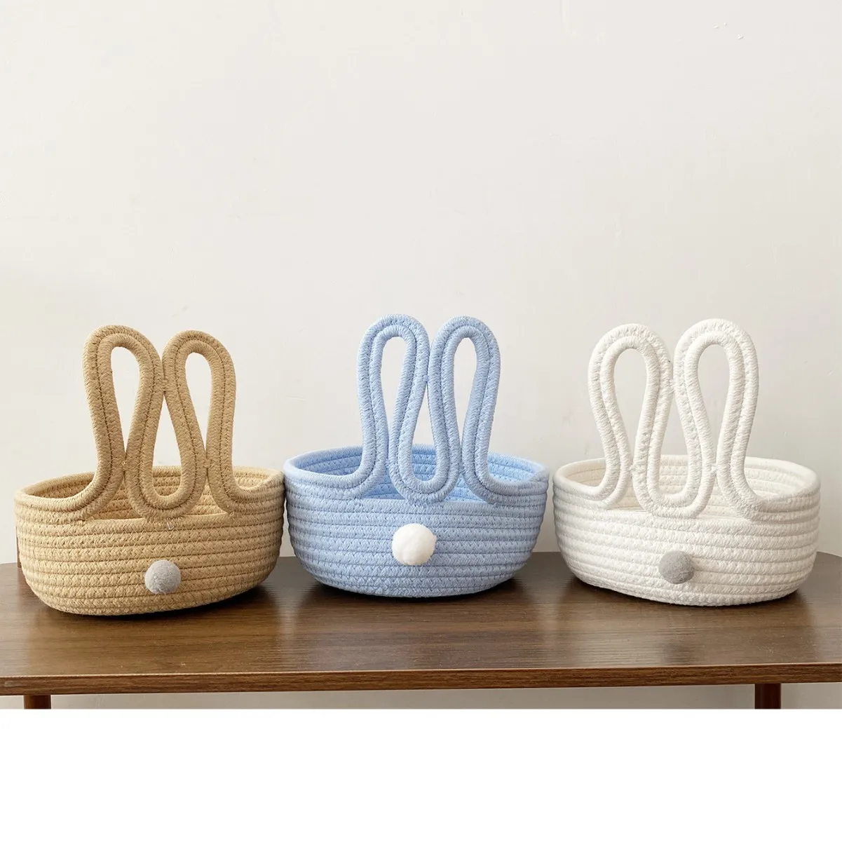 

Cartoon Fun Rabbit Storage Basket White Storage Basket Cosmetics Snack Key Storage Basket Easter Rabbit
