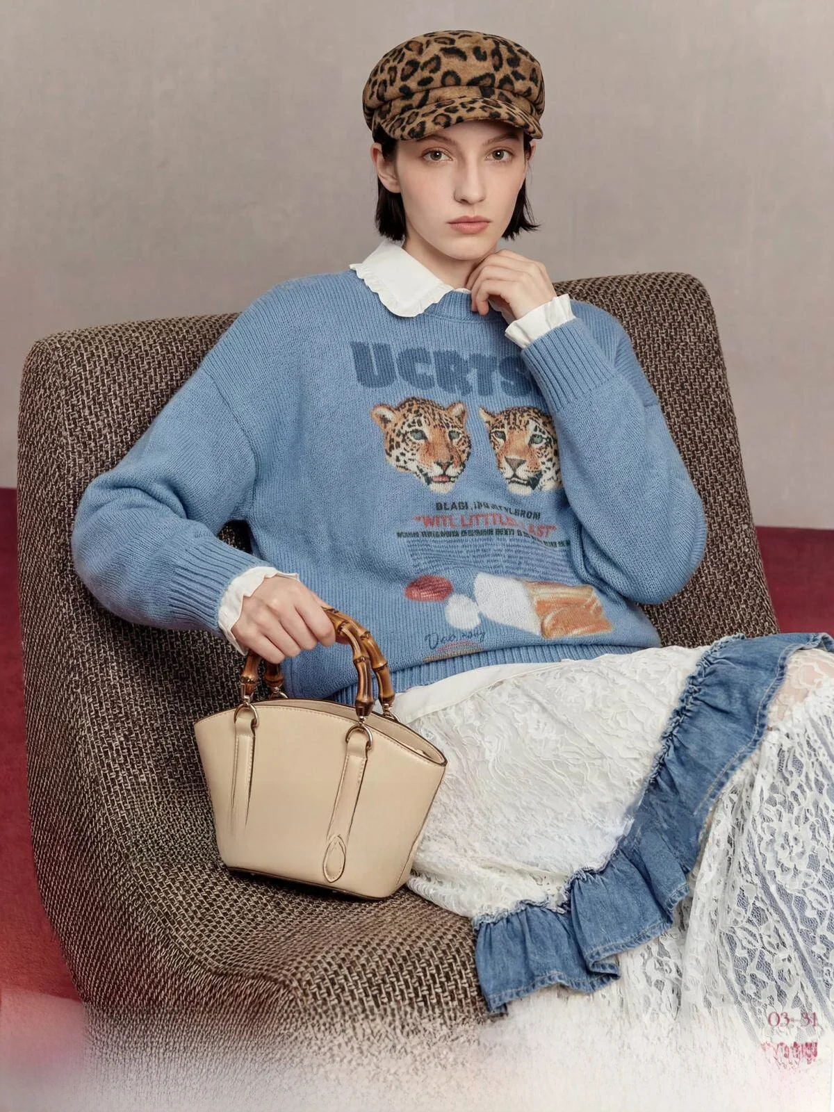 

Blue Toasted Bread Loose Women's Sweater Casual Style Spring 2026 Uncle Wild Environment Series Long Sleeve Top