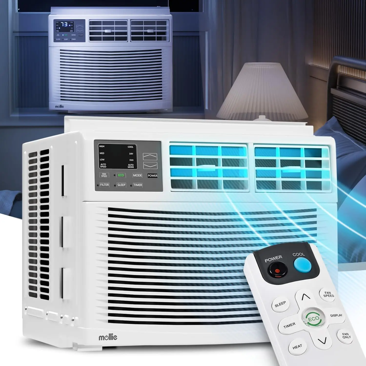 Window Air Conditioner, ac window unit with Remote & Washable Filter, Dehumidifier, Fan, Cools Up to 350 Square