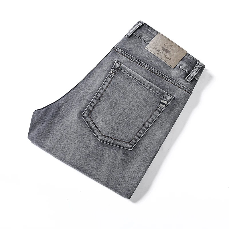 High Quality Vintage Style Men's Lyocell Summer Jeans High Waist Loose Straight Stretch Business Thin Casual Trousers Male - view 4