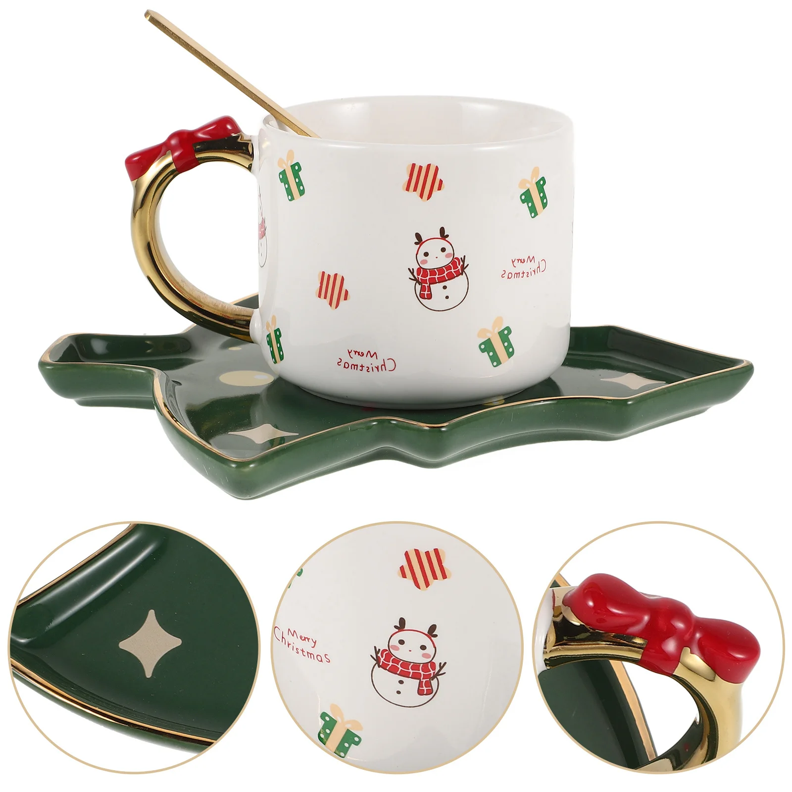 

Christmas Ceramic Mug with Tree Shaped Saucer Unique Design for Holiday Celebrations Practical and Gift Idea for Various