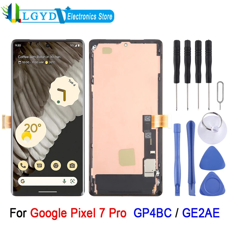 

ЖК-экран OLED с рамкой для Google Pixel 7 Pro GP4BC GE2AE, ЖК-дисплей и дигитайзер в сборе, запасные части для замены