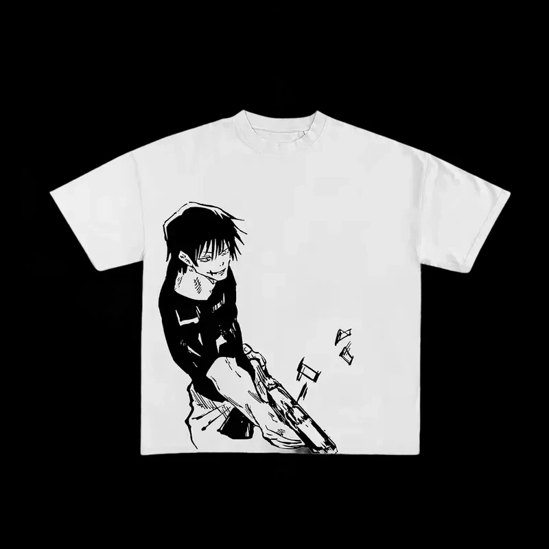 Japanese Anime Joint Jujutsu Kaisen Spell Return Battle Short-sleeved T-shirt Men's and Women's Heavy Direct Injection Printing