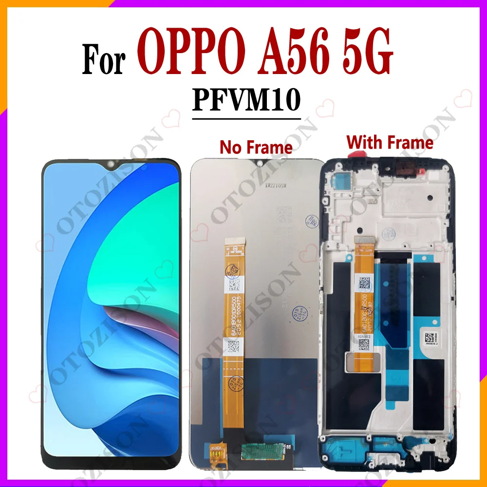 OPPO A56: شاشة 6.5 بوصة لجهاز OPPO A56 LCD 5G PFVM10 مع إطار الشاشة والمستشعر