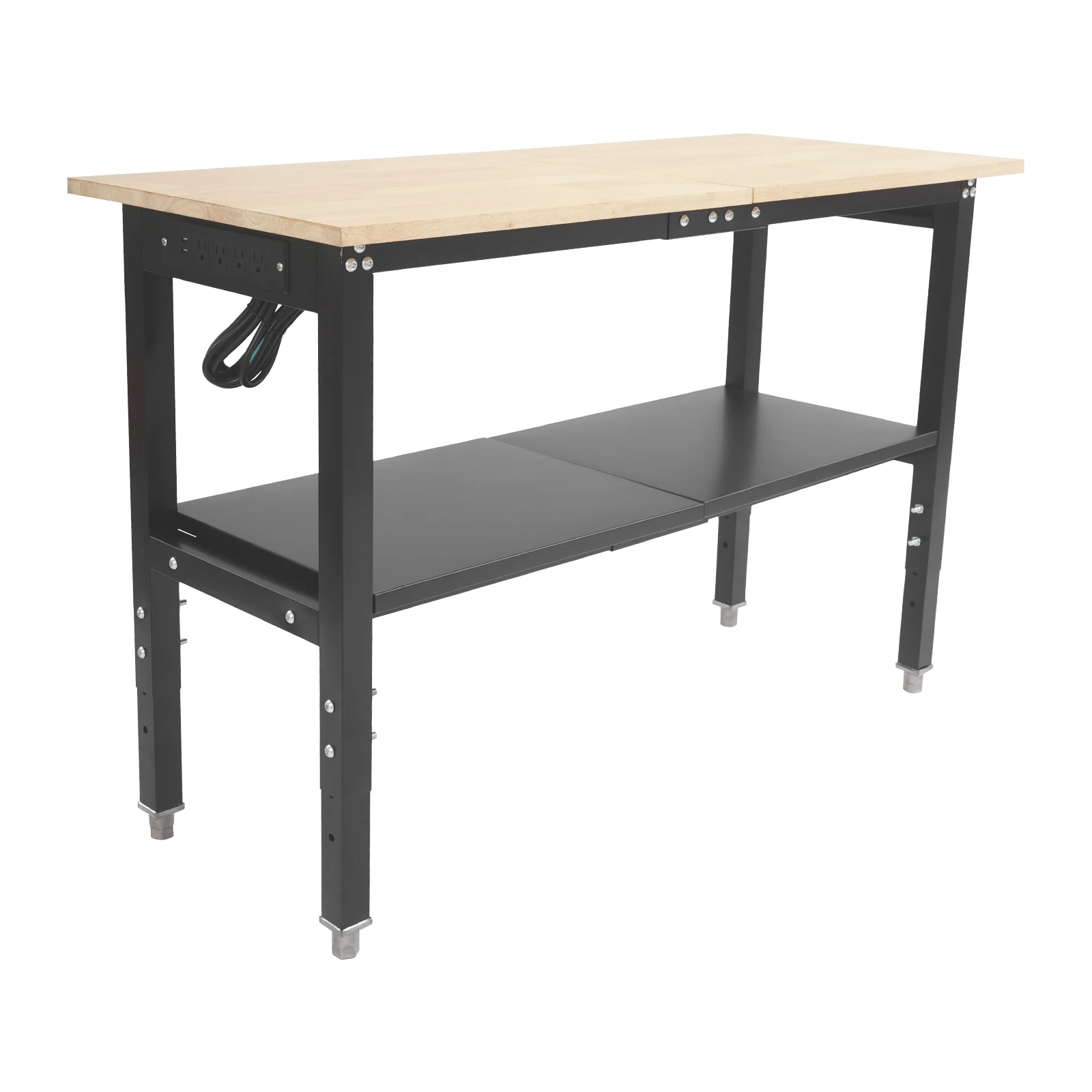120*50cm Work Table with Power Outlets, Adjustable Height Workbench, Work Table with Pegboard Suitable for Restaurants, Homes