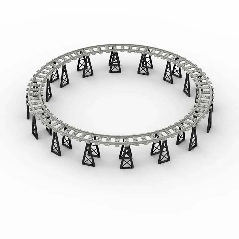 

Трек для аксессуаров для поездов, городская двухэтажная круглая дорожка, 32 черных кронштейна + 16 изогнутых дорожек