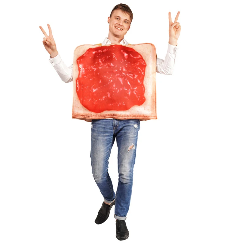 Tomato Paste Adult Funny Peanut Butter and Jelly Bread Costume Halloween Couples Food Cosplay Outfits Carnival Easter Purim