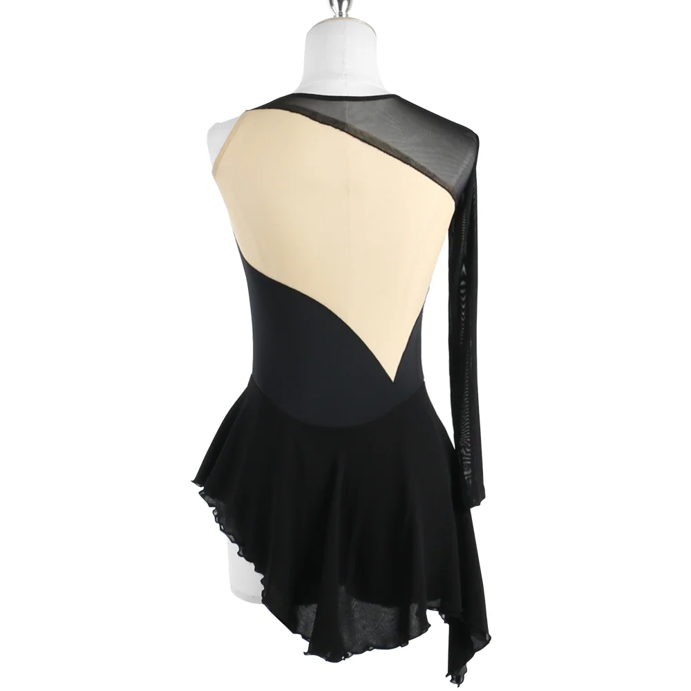 ZAGITOVA Eiskunstlaufkleid Damen Mädchen Eislaufrock Schwarzer Netzrock Kostüm ohne Diamanten