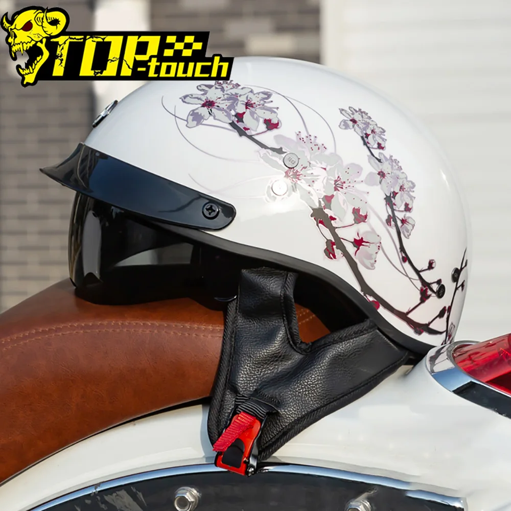 

Casco Moto Half Helmet Retro Safety Four Season Motorcycle Helmet Bicycle Summer Vintage German Open Face Helmet Car-styling DOT