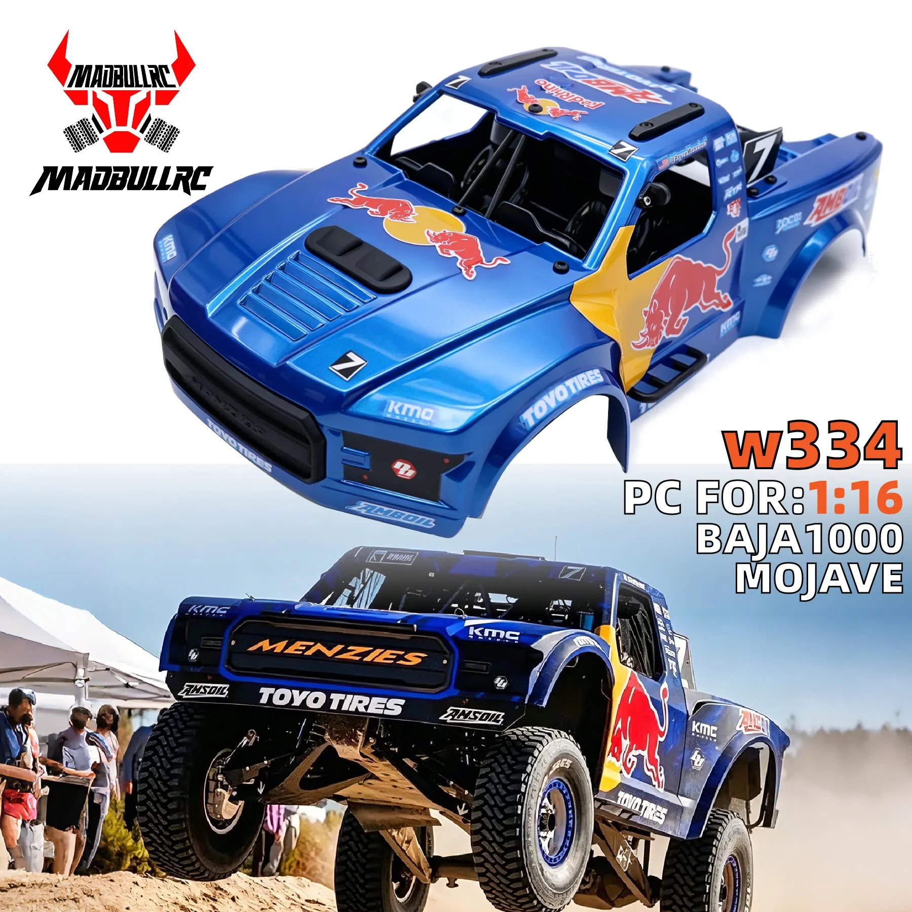 RC ARRMA 1/16 short Kabah MOJAVE GROM series PC car body with quick-release shell accessory W334
