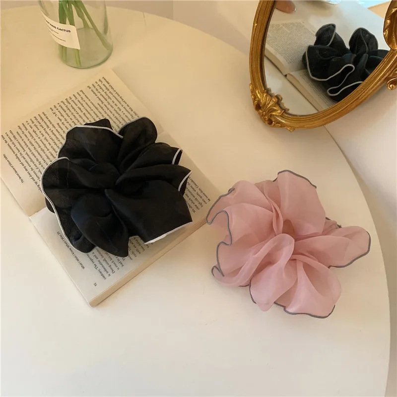

New plus Size Chiffon Hair Ties Ele Lady Ins Hair Ba Retro Hair Accories Faionable Hairba for Women